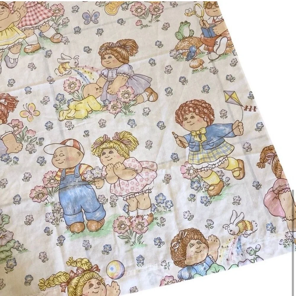Vintage 80s Cabbage Patch Kids Themed Twin Sheet Bedding Fabric
